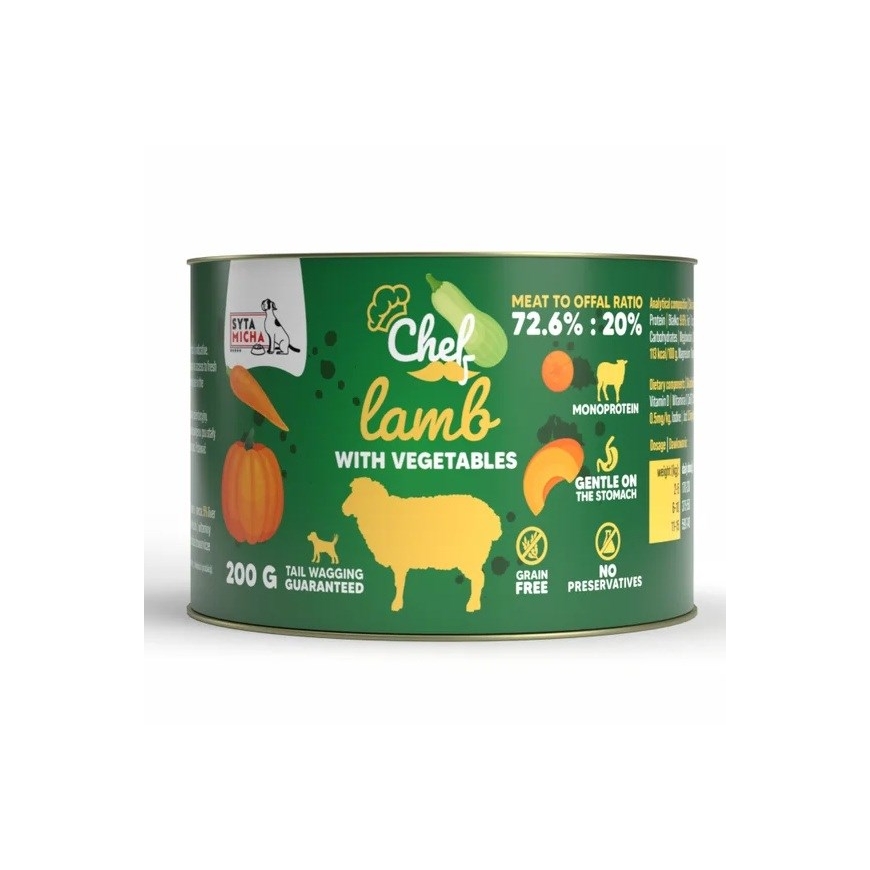 SYTA MICHA Chef Karitsanliha vihanneksilla Mono - märkä koiranruoka - 200g