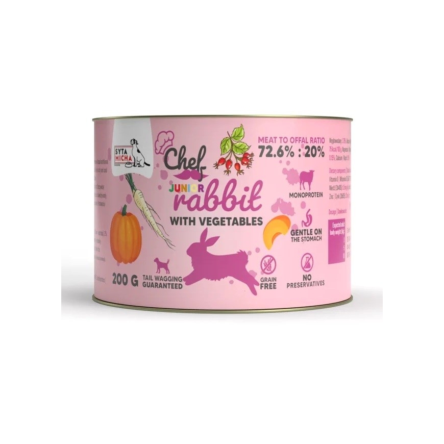 SYTA MICHA Chef Junior Rabbit with Vegetables Mono - Wet Dog Food - 200g