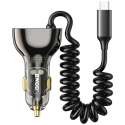 Bwoo automašīnas lādētājs (CC96C) (1xUSB, 1xUSB-C 30W) ar USB-C vadu melns Bwoo automašīnas lādētājs (CC96C) (1xUSB, 1xUSB-C 30W) ar USB-C vadu melns