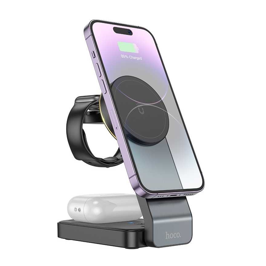 Hoco CQ3 3-in-1 Wireless Charger Black