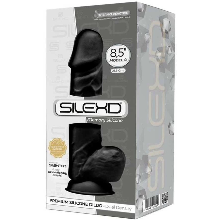 SILEXD - МОДЕЛЬ 1 РЕАЛИСТИЧНЫЙ ЧЛЕН ПРЕМИУМ SILEXPAN СИЛИКОН Черный 21,5 СМ