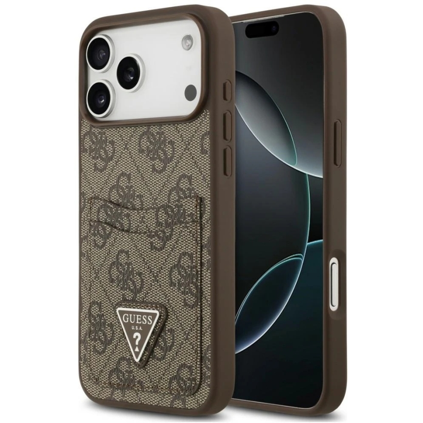 Guess 4G Double Card Triangle soma iPhone 18 Pro Max / 17 Pro Max brūna