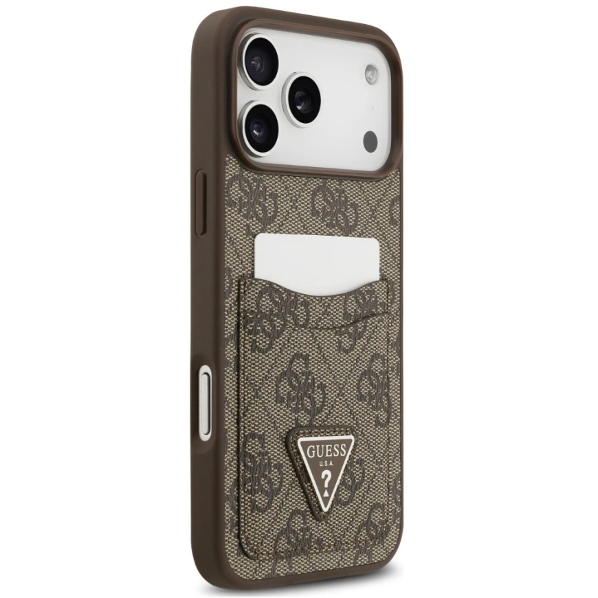 Guess 4G Double Card Triangle soma iPhone 18 Pro Max / 17 Pro Max brūna – 4