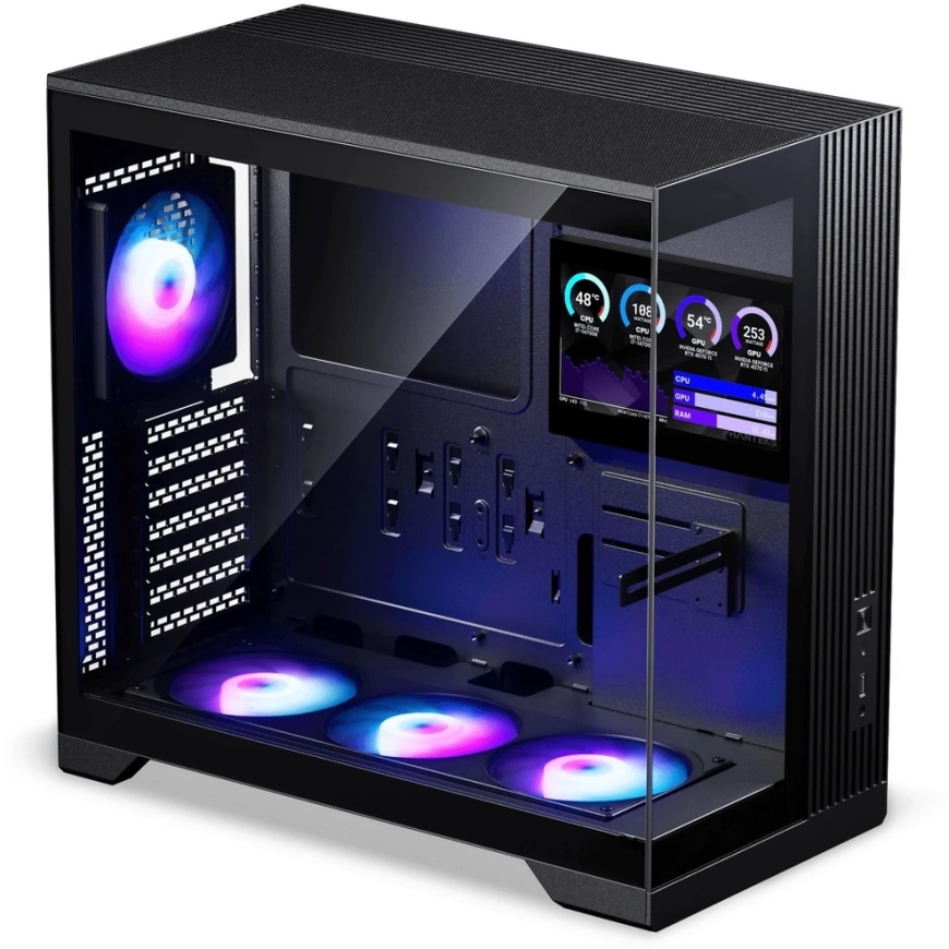 Phanteks XT V5 LCD datora korpuss, Mid-Tower, ATX, 7-collu LCD, rūdīts stikls – Melns – 3