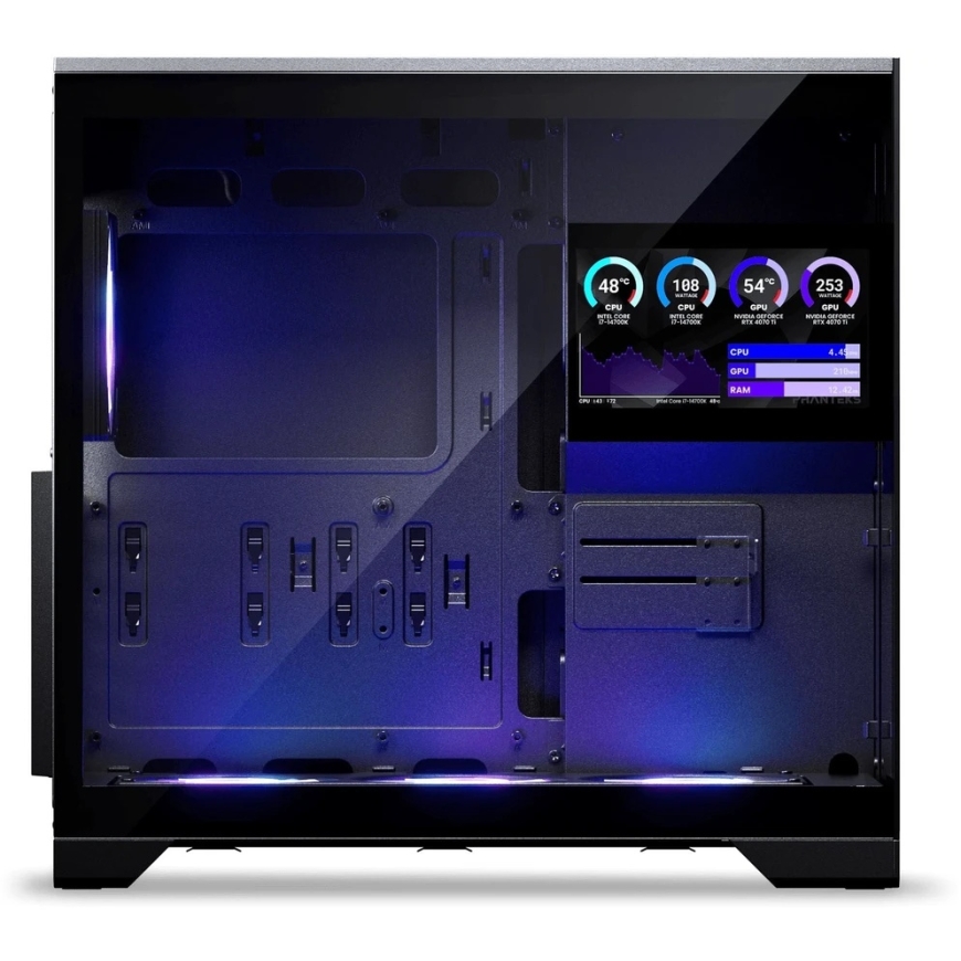 Phanteks XT V5 LCD PC Case, Mid-Tower, ATX, 7-Inch LCD, Tempered Glass – Juodas – 4