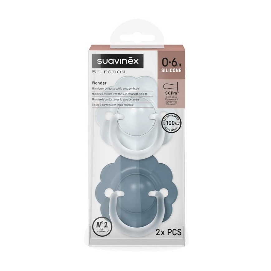 SUAVINEX FIZIOLOGINIS ÇIULPTUKAS SX PRO WONDER, 0-6 KUU, SOFT/DEEP Sinine, 2 TK. – 2