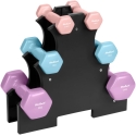 HEX čuguna vinila hanteli komplekts 7kg ar statīvu (2x0.5kg + 2x1 kg + 2x2 kg), REBEL ACTIVE HEX čuguna vinila hanteli komplekts 7kg ar statīvu (2x0.5kg + 2x1 kg + 2x2 kg), REBEL ACTIVE
