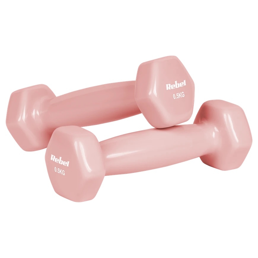 HEX čuguna vinila hanteli komplekts 7kg ar statīvu (2x0.5kg + 2x1 kg + 2x2 kg), REBEL ACTIVE – 2
