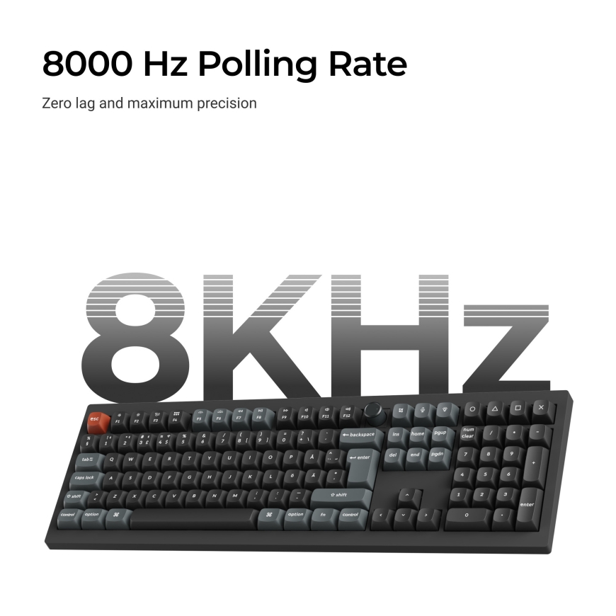 Keychron V6 Ultra 100% 8K Tri-Mode K POM Red langaton mekaaninen näppäimistö, musta – 5