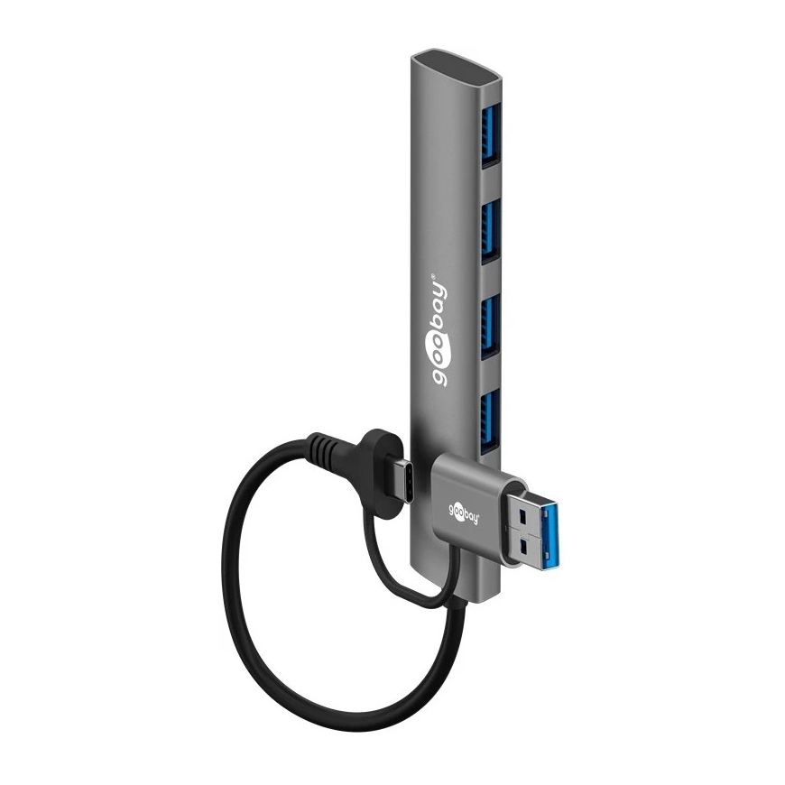 Goobay 2 in 1 Liu USB-hubi 4-porttinen USB-hubi, 5 Gbps