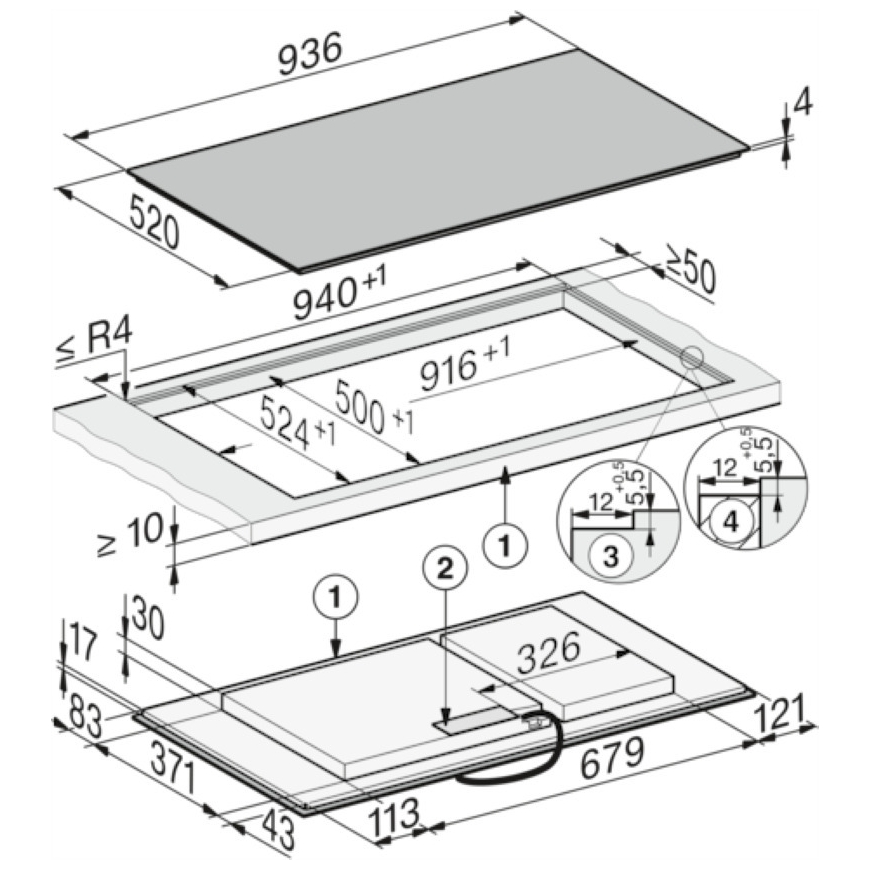 Miele KM 8595-2 FL, mattamusta induktiotaso, 90 cm – 5