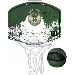 Мини-баскетбольное кольцо Milwaukee Bucks с экраном Wilson 29x29см/Ø10см в комплекте мяч