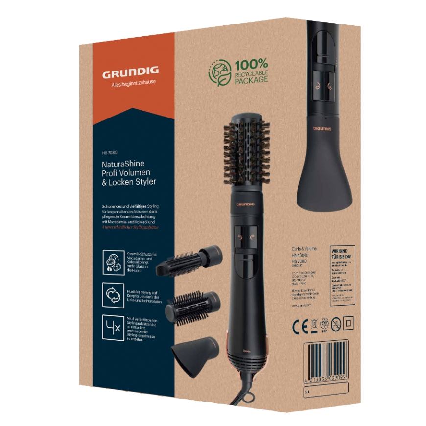 Grundig HS 7080 Kuumaõhu juuksehari Soe Must, Roosa kuld 1000 W 1,8 m – 3
