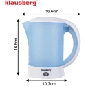 Sähkökettle, matkakäyttöön, 0,6l, 2 kuppia + 2 teelusikkaa, Klausberg Sähkökettle, matkakäyttöön, 0,6l, 2 kuppia + 2 teelusikkaa, Klausberg