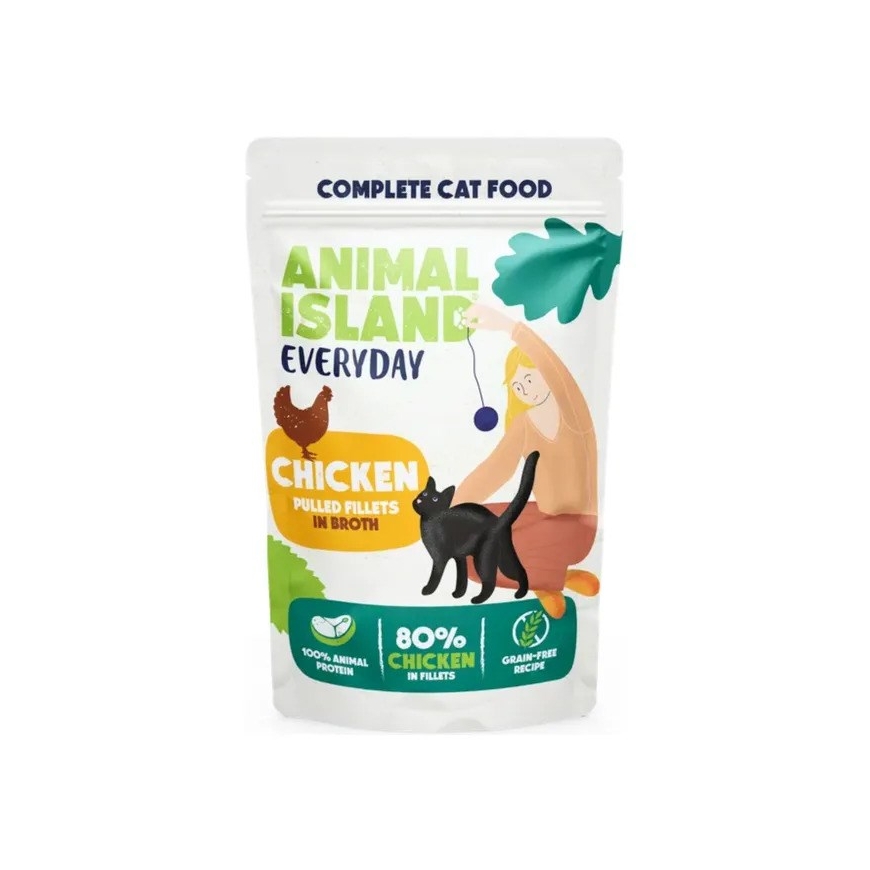 ANIMAL ISLAND Куриные филе в бульоне - влажный корм для кошек - 85 г