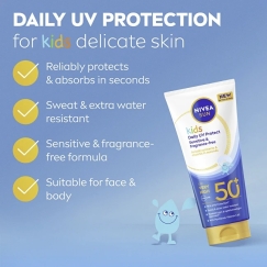 Nivea Päikesekaitsepiim SPF 50+ lastele, igapäevane UV kaitsepiim, 100 ml