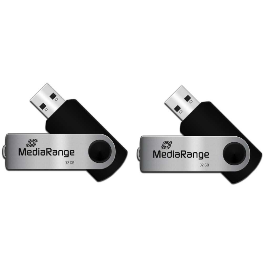 MediaRange 2x32GB MR911-2 USB 2.0 Juodas/Sidabrinis