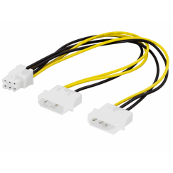 Deltaco adapterio laidas 2x4 pin 6-pin PCI-Express 0.25m