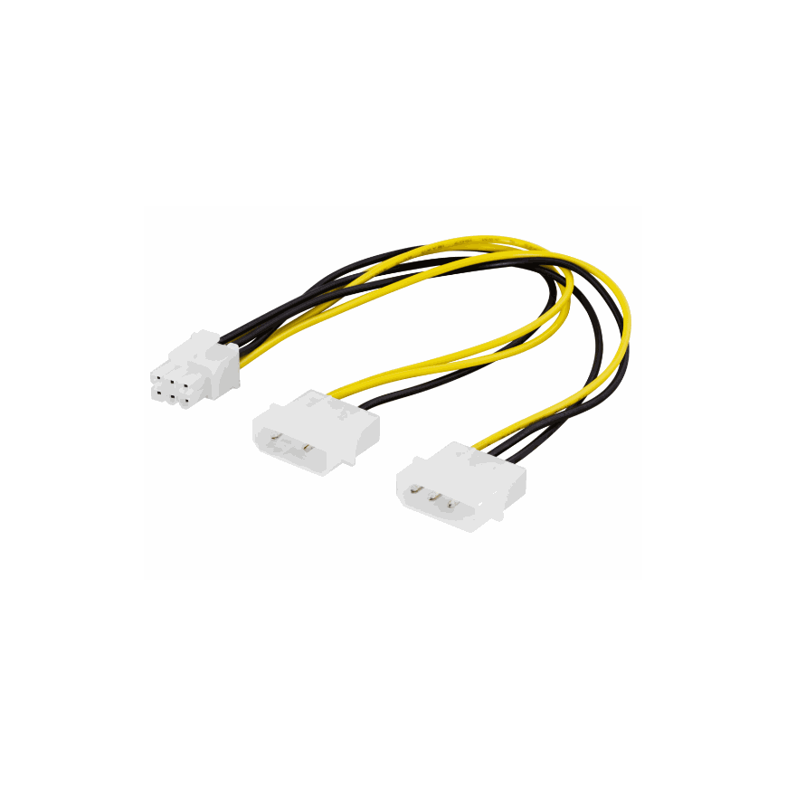Deltaco sovitinjohto 2x4 pin 6-pin PCI-Express 0.25m