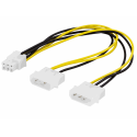 Deltaco adapterio laidas 2x4 pin 6-pin PCI-Express 0.25m