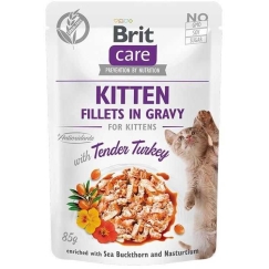 BRIT CARE Филе в подливе для котят Нежная индейка 85 г