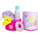Komplekts Inuwet: Donut tīroša un mitrinoša dušas putas, 200 ml + Scrunchy matu gumija + Donut ķermeņa sūklis + Donut dāvanu uzl Komplekts Inuwet: Donut tīroša un mitrinoša dušas putas, 200 ml + Scrunchy matu gumija + Donut ķermeņa sūklis + Donut dāvanu uzl
