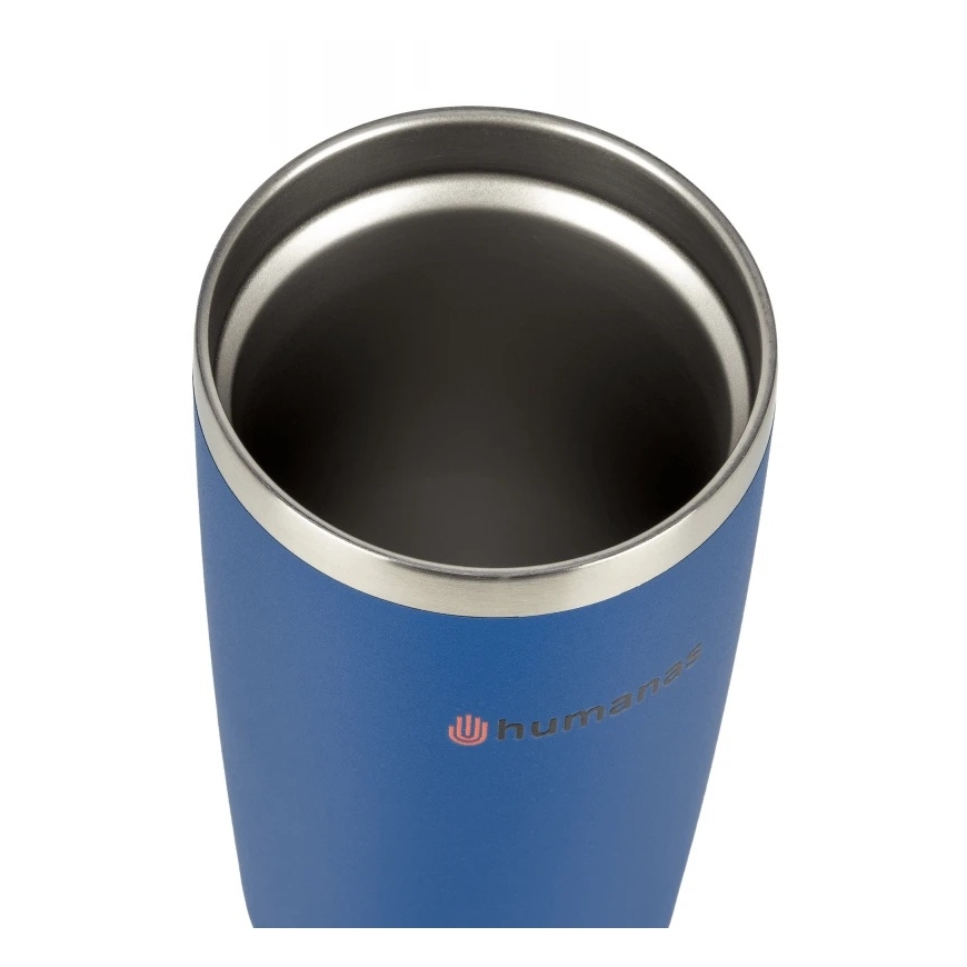 Termosmuki - Humanas Fluo 600 ml Ruostumatonta Terästä, Vuotamaton, Sininen – 4