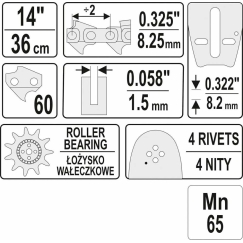 YATO PROWADNICA ŁAŃCUCHA 35cm (14") .325E