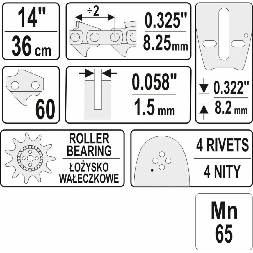 YATO ĶĒDES VADOTNE 35cm (14") .325E