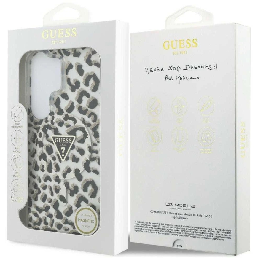 Guess IML leoparda raksts Triangle MagSafe maciņš Samsung Galaxy S26 Ultra, melns – 2