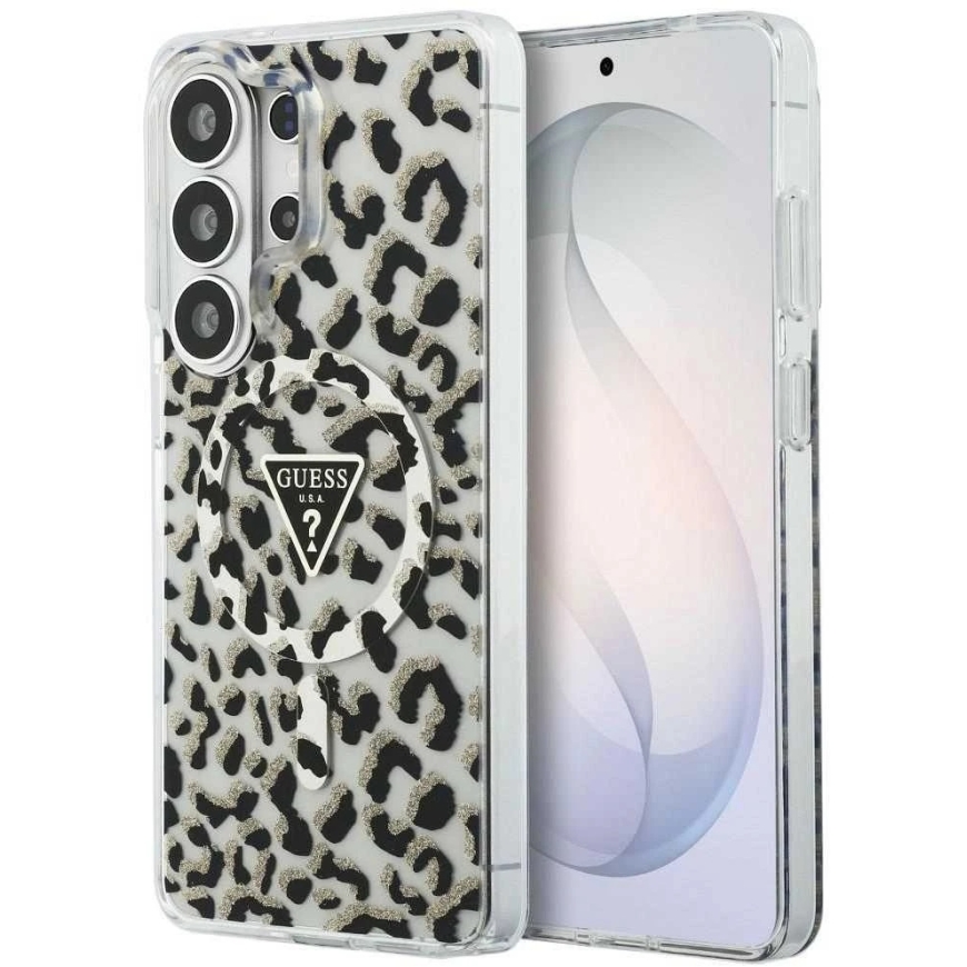 Dėklas Guess IML Leopard Print Triangle MagSafe, skirtas Samsung Galaxy S26 Ultra, juodos spalvos – 3