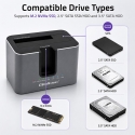 Qoltec 52631 HDD SSD dokkimisjaam | SATA | M.2 NVMe | kloonimine | USB-C | 10 Gb/s | 28TB