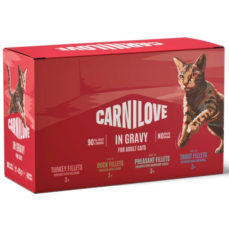 CARNILOVE Kassipasta Kastmes Karp - märg kassitoit - 12x85g