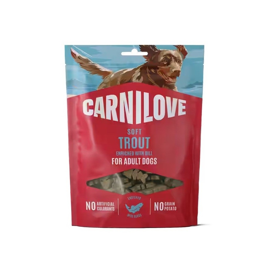 CARNILOVE Mīkstais foreļu kārums ar dillēm - suņu našķis - 200g