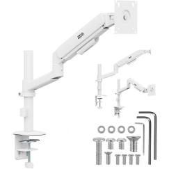Ergo Office Monitor Holder/Hanger, Gas Spring, 17"-32", 1-10kg, Matte White, Max VESA 100x100, ER-691 W