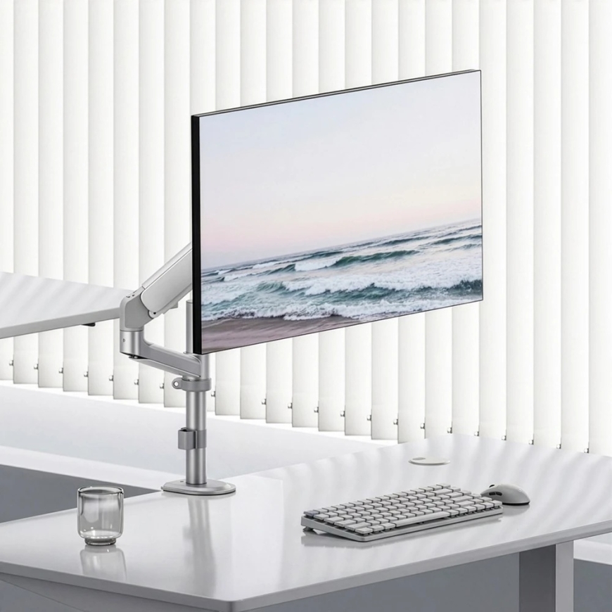 Ergo Office monitora turētājs/karājas, gāzes atsperes, 17"-32", 1-10kg, matēta balta krāsa, maksimāli VESA 100x100, ER-691 W – 2