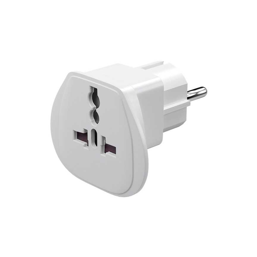 Goobay 230V Reisiadapter, CEE7 (plug) - pesa, valge, välismaise pesa jaoks