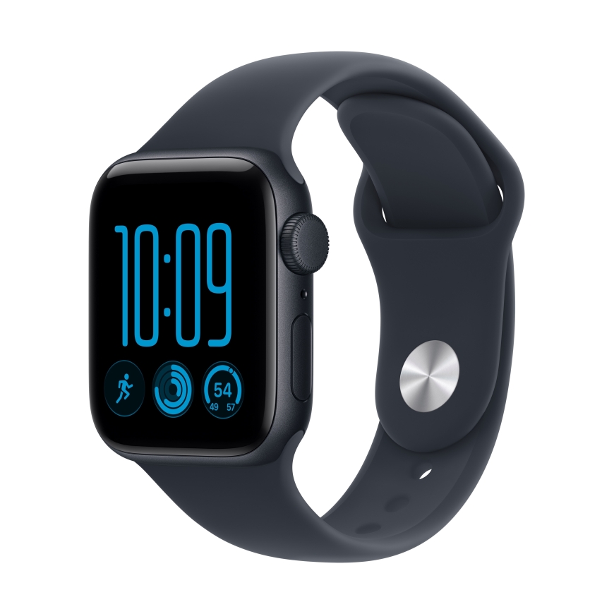 Apple Watch SE 3 (GPS) 40 mm midnight aluminum case and black navy sport band, M/L