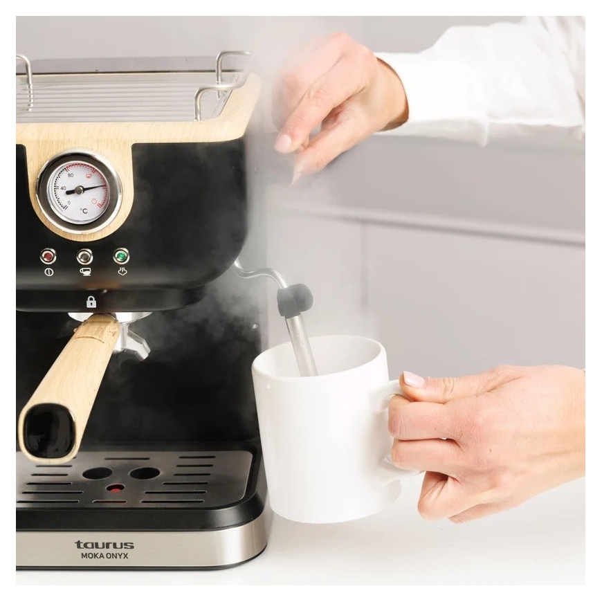 Taurus Onyx Moka 1050 W 20 baarin puupistos-espresso-kone – 4