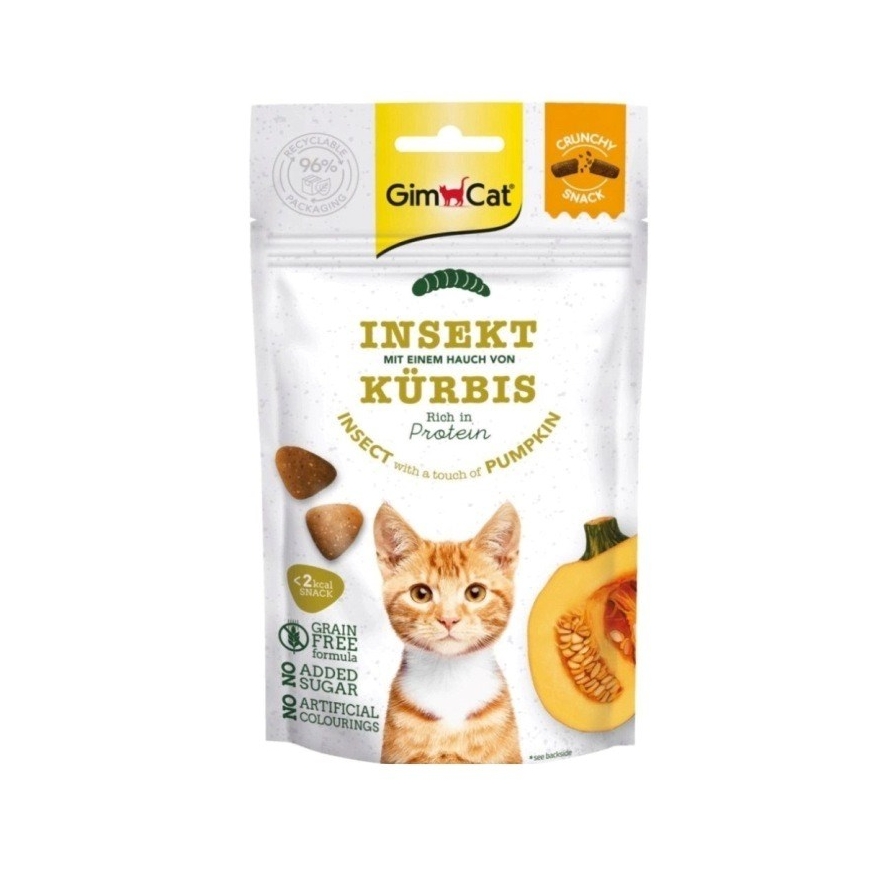 GIMCAT Krõbedad suupisted putukatega ja kõrvitsaga - kasside maiustused - 50 g