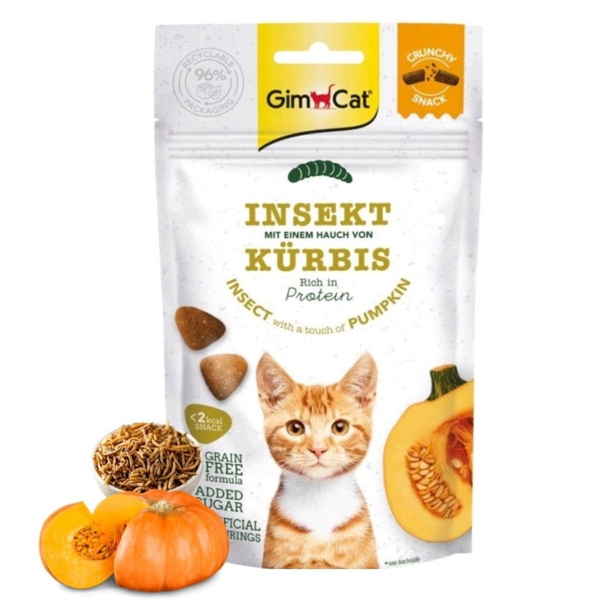 GIMCAT Crunchy Snacks Insect with pumpkin - cat treats - 50g – 2