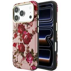 Guess Blossom Roses Print MagSafe maciņš iPhone 18 Pro Max / 17 Pro Max rozā