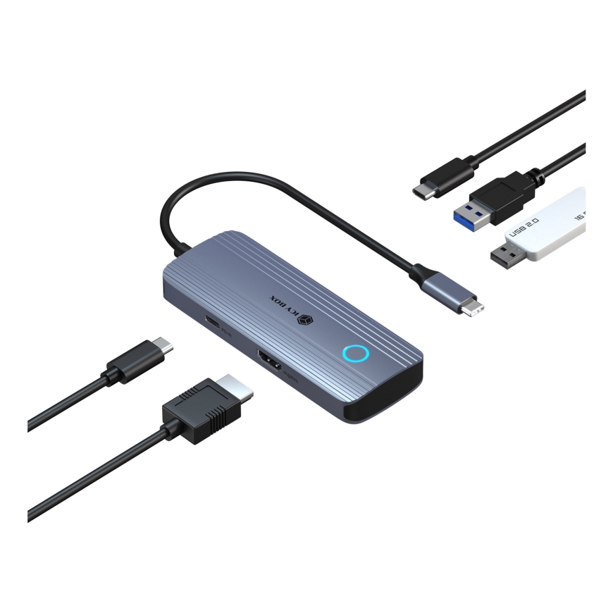 ICY BOX IB-DK4081-SO Проводная USB 3.2 Gen 1 (3.1 Gen 1) Type-C Антрацит