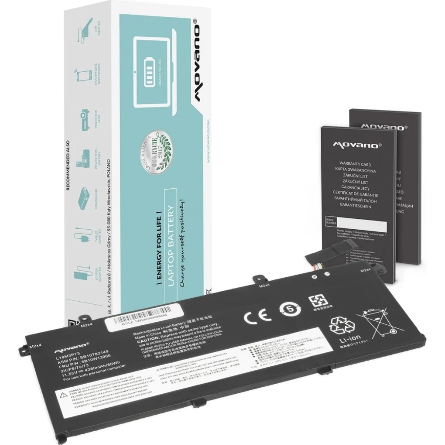 Movano "Lenovo ThinkPad T490 T495 P43S P14S" akumulators L18M3P73 - 4350 mAh (50 WH)
