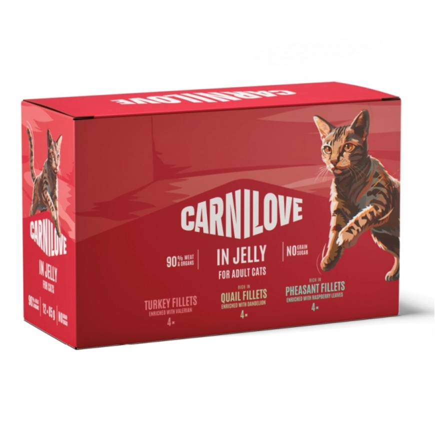 CARNILOVE Katės maišelis želeje - drėgnas kačių maistas - 12x85g