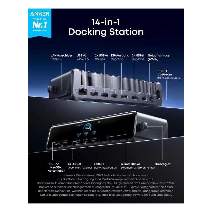 Anker "Prime" docking station (14 in one, triple screen, DisplayLink) | A83B33A1