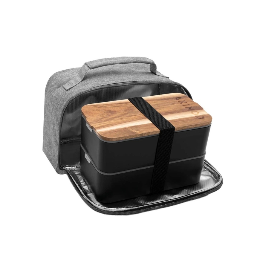 Akinod Bento Lunch Box with Thermal Bag 11:58 Noir/Gris, AKI000045 – 2