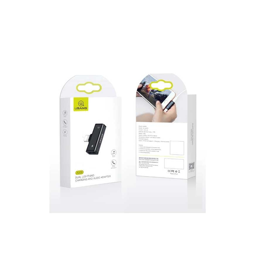 Usams US-SJ270 Divkāršu Lightning adapteris uz Lightning austiņu ligzdu – 3