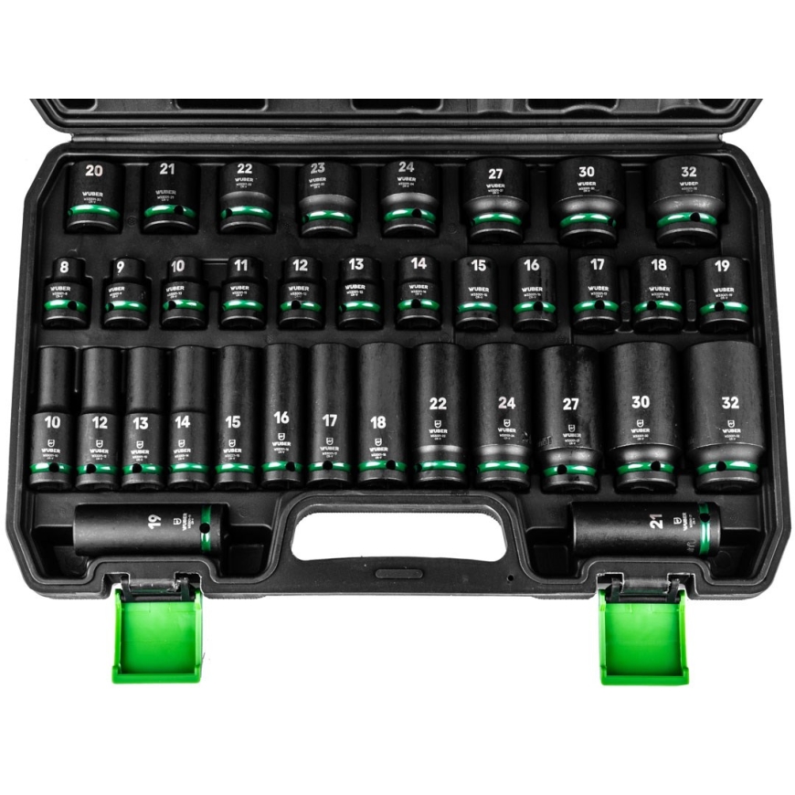 Набор длинных ударных головок 35 предметов 1/2" шестигранные WUBER – 2