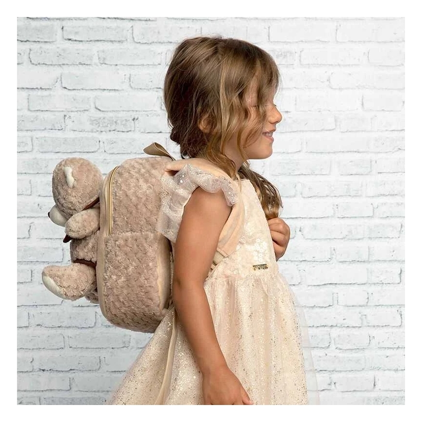 Perletti Milly Bear mugursoma ar mīksto rotaļlietu 26 cm